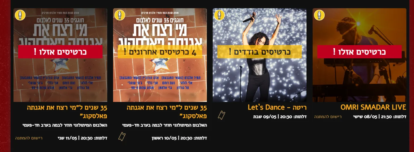 Quantity banner showing remaining tickets for a show