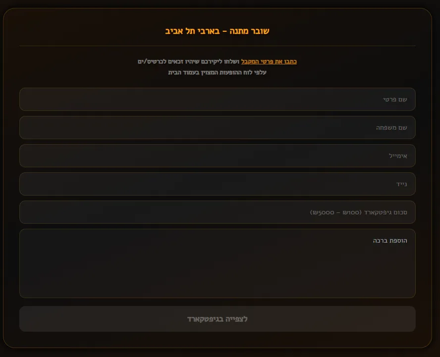 Gift card system interface